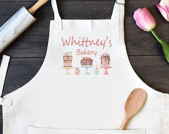 Personalized Linen Kitchen Apron, Custom Cooking Apron with Pocket