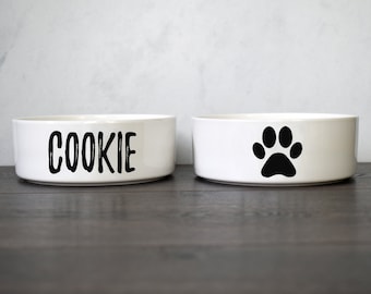 Dog Food Bowl or Bowl Set, Ceramic Pet Bowls
