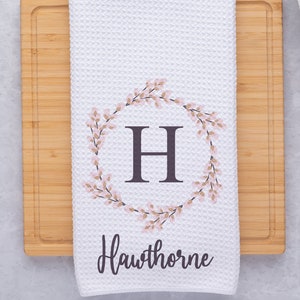 Toalla de cocina personalizada, paño de cocina con monograma, regalo de inauguración de la casa personalizado, regalo para casa nueva, toalla decorativa para cocina, regalo de boda