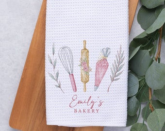 Personalized Kitchen Towel, Custom Waffle Weave Towel