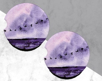 Sandstone Car Coasters, Purple Auto Coasters, Cute Car Accessories