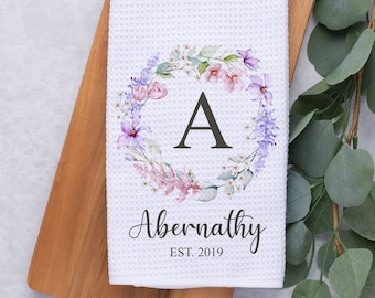 Personalized Kitchen Towel, Custom Waffle Weave Towel