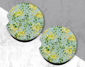 Sandstone Car Coasters, Floral Auto Coasters, Cute Car Accessories
