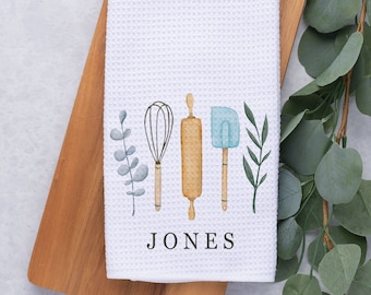Personalized Kitchen Towel, Custom Waffle Weave Towel