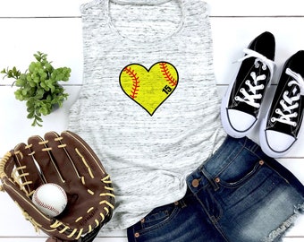 Personalized Softball Mom Tank or T-Shirt, Custom Softball Mom Shirt