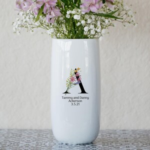Personalized Ceramic Vase, Custom Wedding Anniversary Gift For Couple or Significant Other, Gift for Bride and Groom, Wildflower Monogram