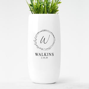 Personalized Ceramic Flower Vase, Custom Wedding Anniversary Gift For Couple, Valentine&#39;s Day Gift for Significant Other, Bride & Groom Gift