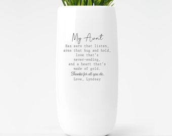 Personalized Ceramic Vase, Custom Gift For Aunt, Mother, Grandmother