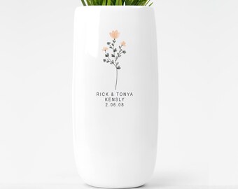 Personalized Ceramic Vase, Custom Anniversary Gift For Couple