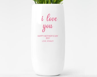 Personalized Ceramic Vase, Custom Gift For Mom, Mother's Day Gift