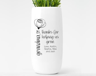 Personalized Ceramic Vase, Custom Gift For Grandma, Mother's Day Gift