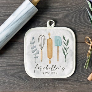 Personalized Pot Holders for Kitchen L1-Script L2-Print