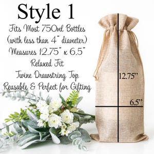 Portabolsas de vino personalizado, bolsa de mano personalizada para botellas, regalo para parejas, aniversario de bodas o compromiso, regalo para celebrar fiestas familiares. imagen 5
