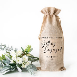 Personalized Wine Bag Holder, Custom Tote Bag for Bottle, Gift for Couples Wedding Engagement afbeelding 14