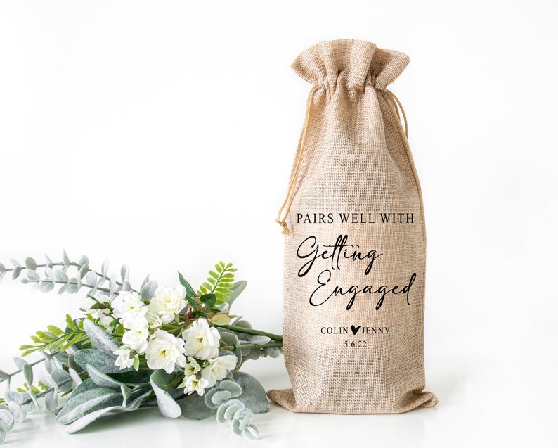 Personalized Wine Bag Holder, Custom Tote Bag for Bottle, Gift for Couples Wedding Engagement afbeelding 14