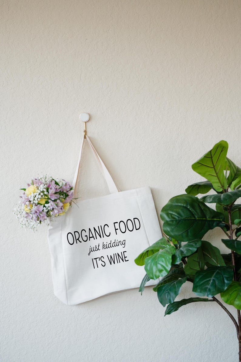 Grocery Tote, Linen Farmers Market Bag, Durable Eco Friendly Reuasble No Waste Shopping Bag, Funny Gift for Mom or Friend, Organic Food Wine bild 7