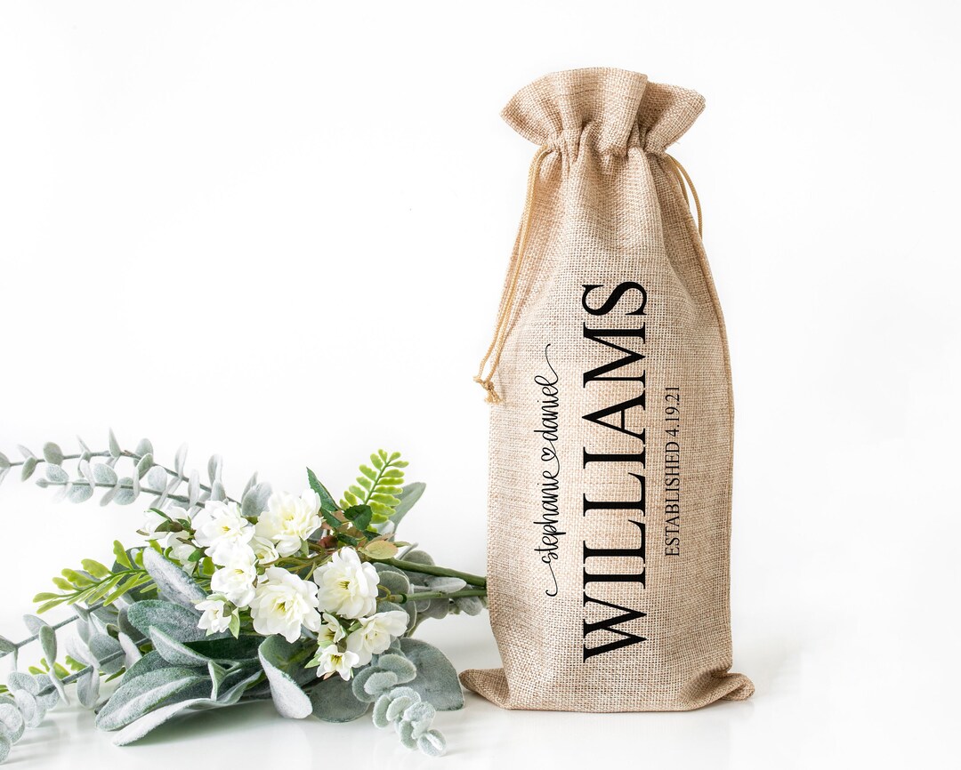 Personalized Wine Bag Holder, Custom Tote Bag for Bottle, Gift for