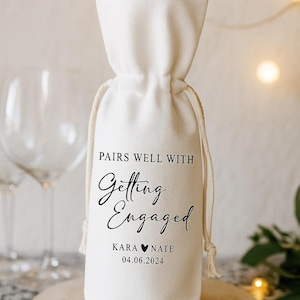 Personalized Wine Bag Holder, Custom Tote Bag for Bottle, Gift for Couples Wedding Engagement afbeelding 8