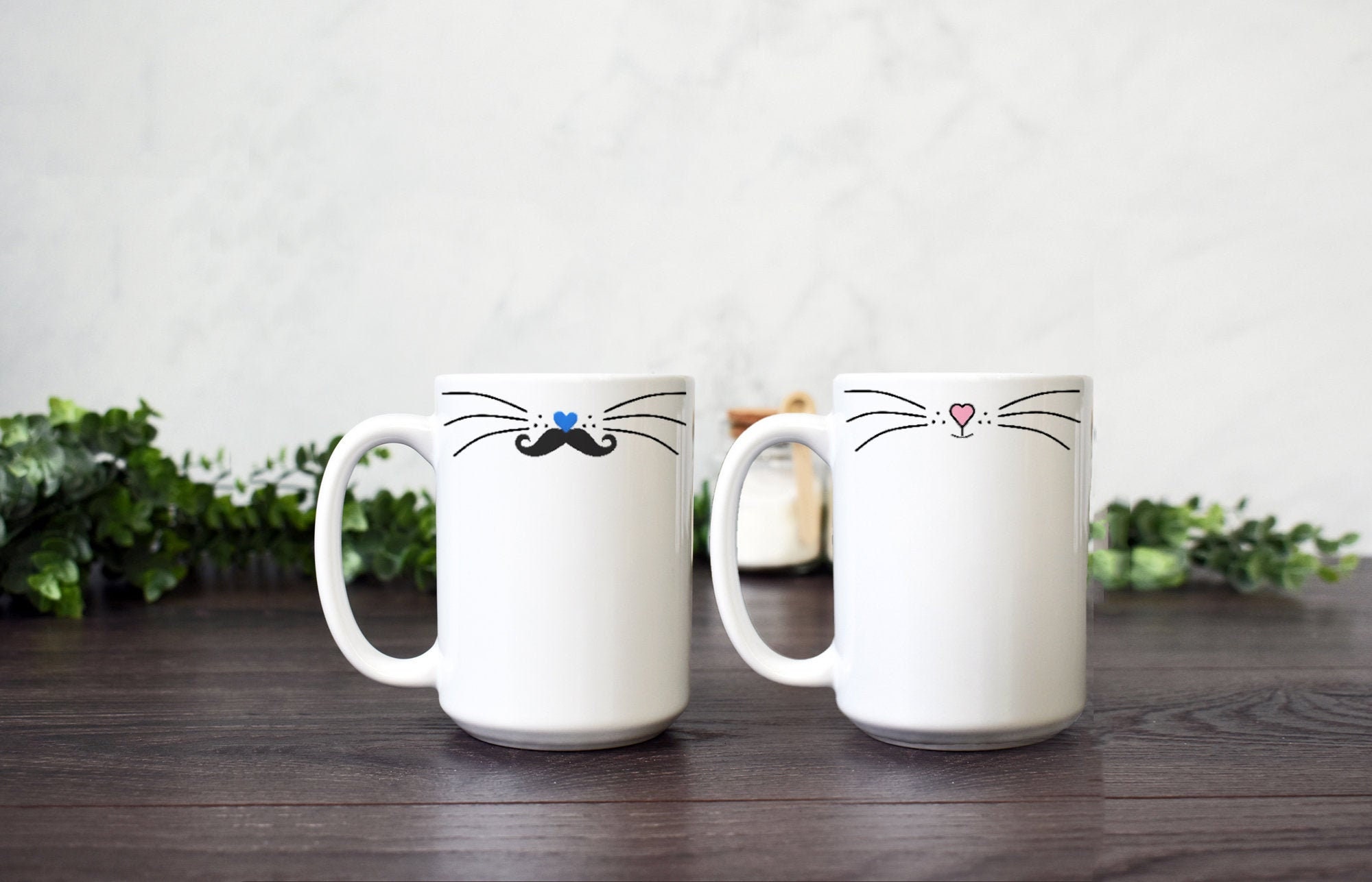 JVSupply Valentines Day Gifts Cute Kissing Cat Mug Matching Couples Stuff Ceramic Coffee Mug Set Couple Gifts for Wedding Anniversary Engagement