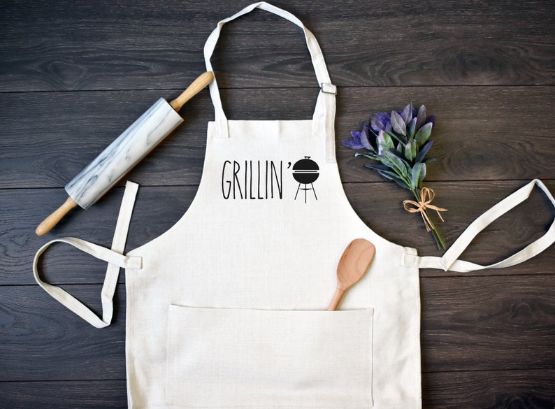 His and Hers Linen Kitchen Aprons, Funny Cooking Apron with Pocket Set of Two image 3