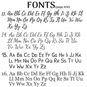 以下が含まれることがあります： アルファベットの大文字と小文字の異なるスタイルを示すフォントブックのページ。ページ番号は6ページ中の4ページ目です。