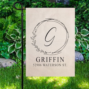 Personalized Garden Flag, Custom Yard Decor, Simple Monogram