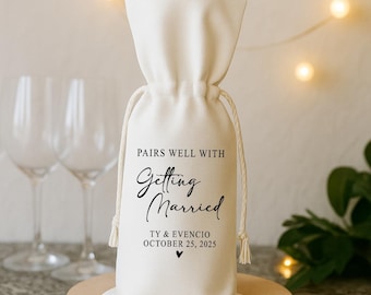 Soporte personalizado para botellas de vino, bolsa de mano personalizada para botellas, regalo para parejas, boda, compromiso, matrimonio.