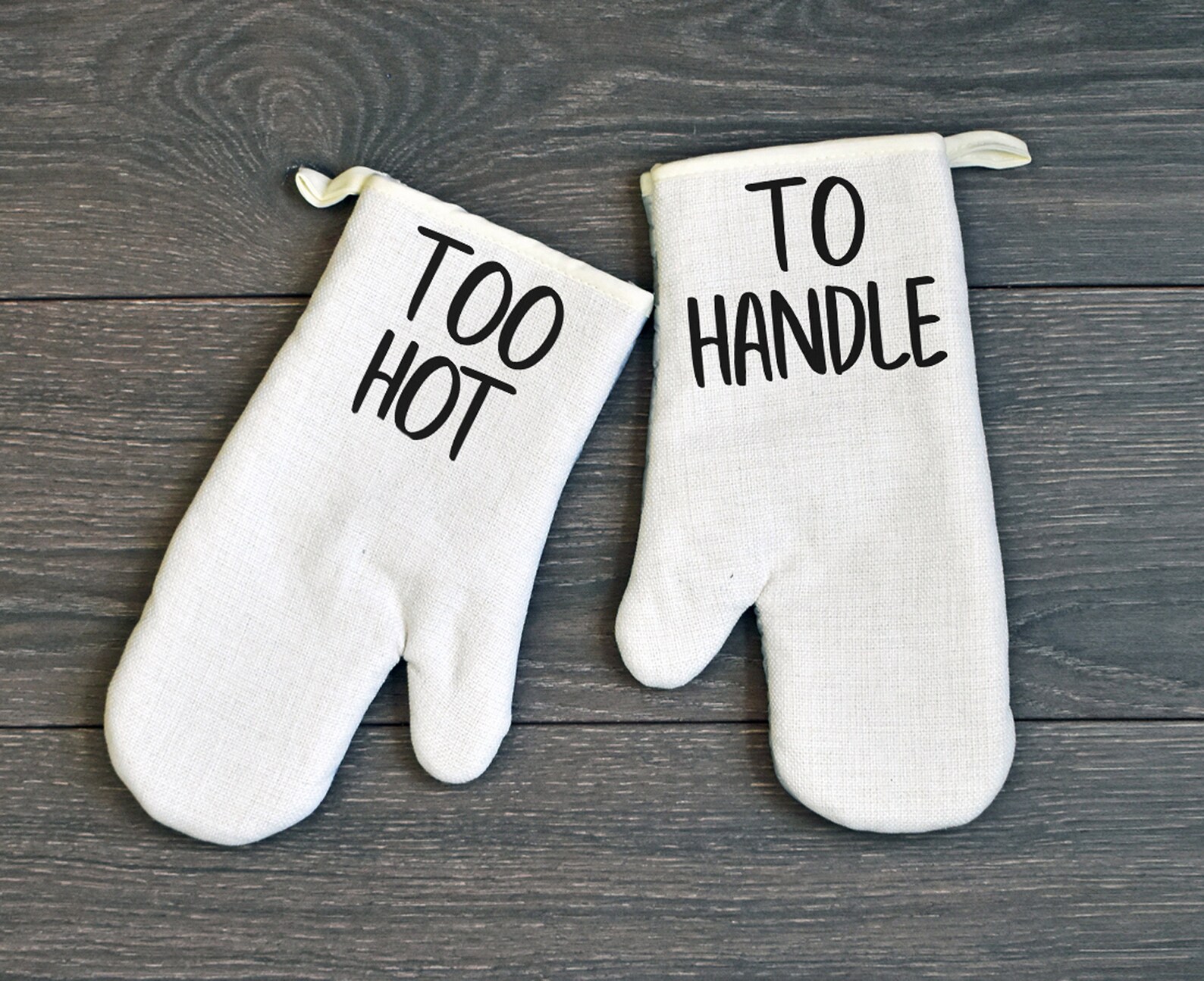 Funny Oven Mitt Set of Two Too Hot to Handle Etsy