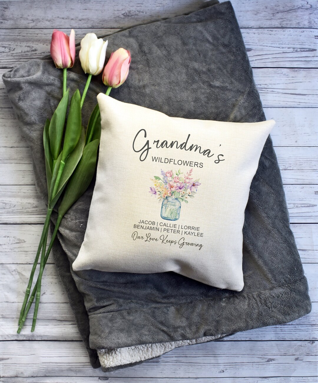 Custom Grandma Linen Pillow, Personalized Pillow for Grandmother Etsy
