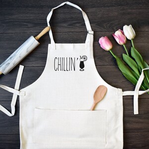 His and Hers Linen Kitchen Aprons, Funny Cooking Apron with Pocket Set of Two image 4