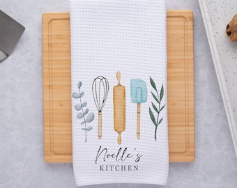 Personalized Kitchen Towel, Custom Waffle Weave Towel