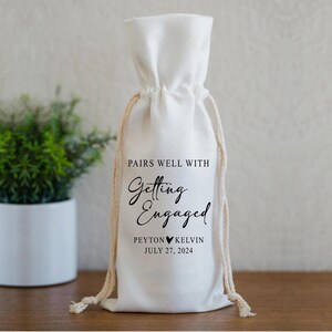 Personalized Wine Bag Holder, Custom Tote Bag for Bottle, Gift for Couples Wedding Engagement afbeelding 11
