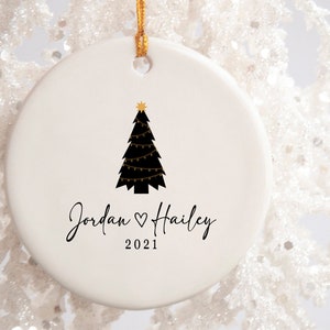 Couples Christmas Ornament, Personalized Name and Date