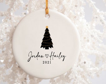 Couples Christmas Ornament, Personalized Name and Date