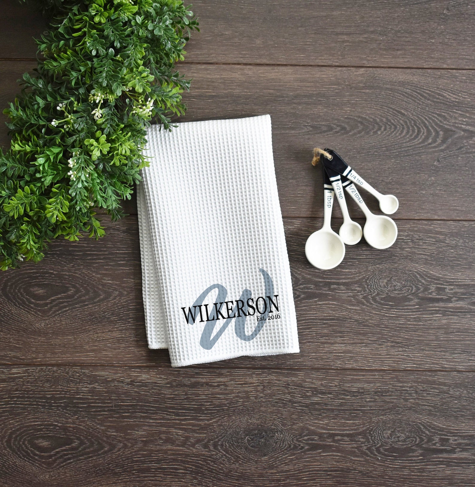 Custom Kitchen Towel Personalized Last Name Towel Etsy