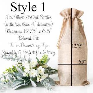 Personalized Wine Bag Holder, Custom Tote Bag for Bottle, Gift for Couples Wedding Engagement afbeelding 5