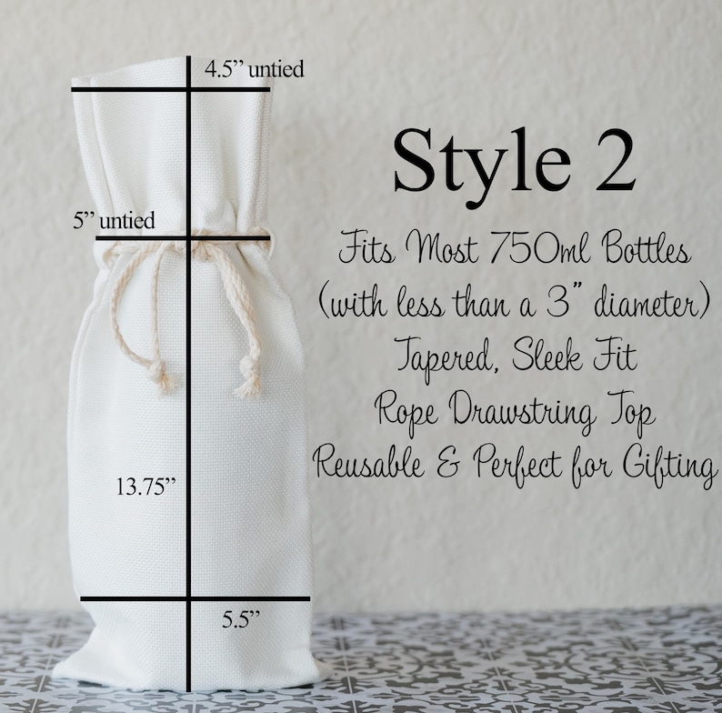 Personalized Wine Bag Holder, Custom Tote Bag for Bottle, Gift for Couples Wedding Engagement afbeelding 6