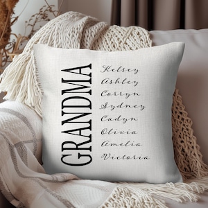Oreiller ou housse de grand-mère personnalisés : prénoms personnalisés de petits-enfants