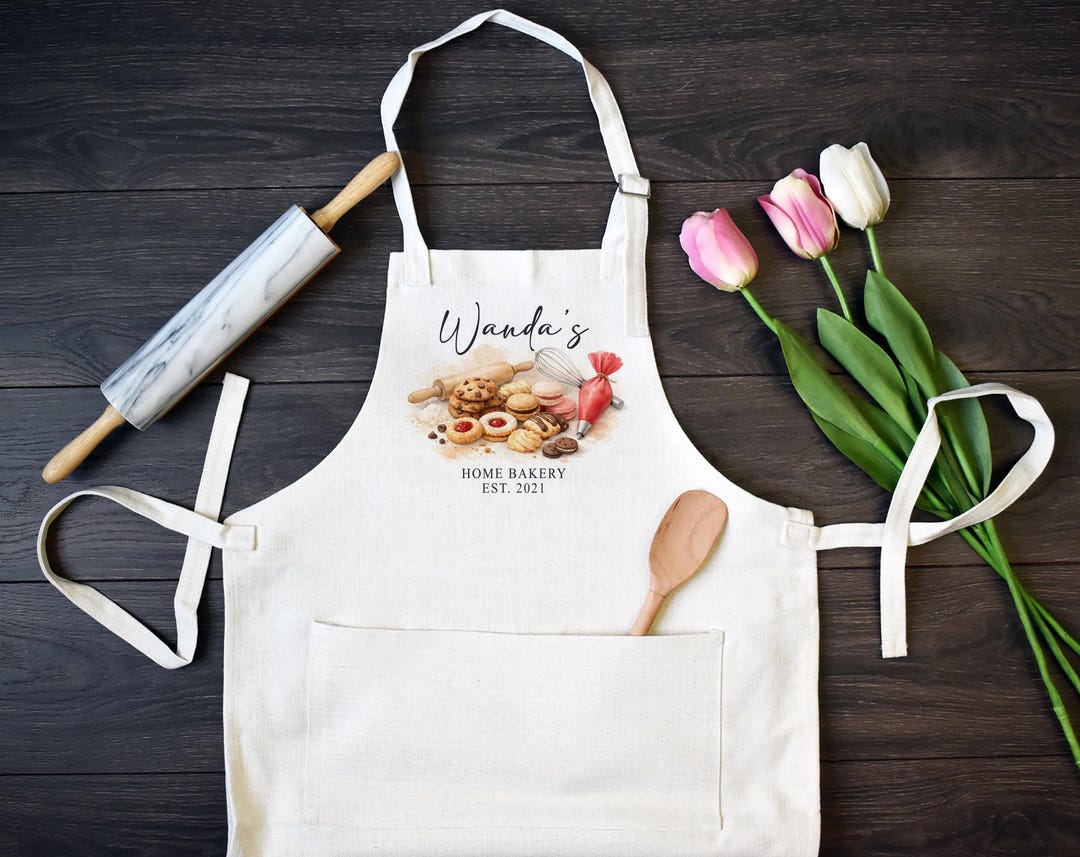 Personalized Kitchen Apron, Custom Cooking Apron With Pocket, Cookie ...