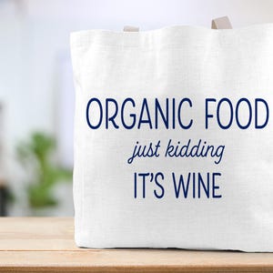 Grocery Tote, Linen Farmers Market Bag, Durable Eco Friendly Reuasble No Waste Shopping Bag, Funny Gift for Mom or Friend, Organic Food Wine bild 10