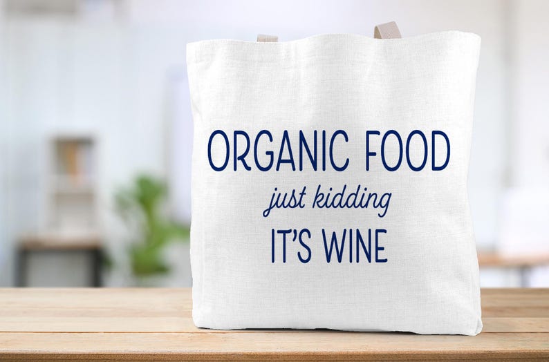 Grocery Tote, Linen Farmers Market Bag, Durable Eco Friendly Reuasble No Waste Shopping Bag, Funny Gift for Mom or Friend, Organic Food Wine bild 10