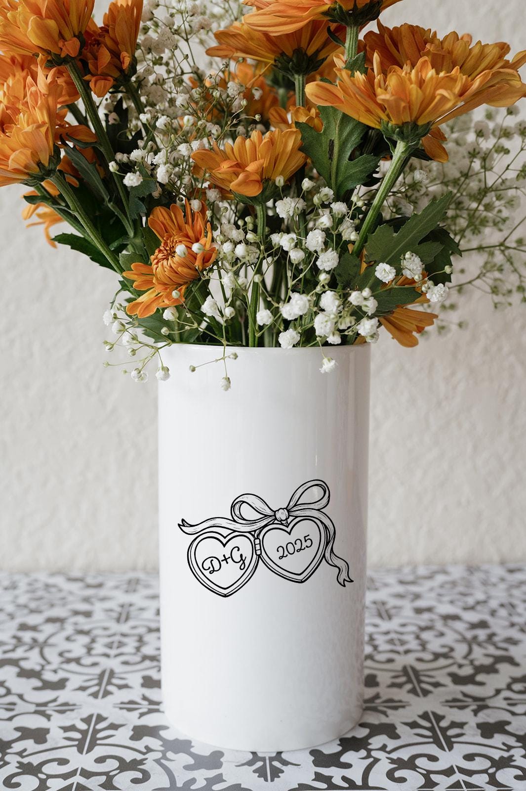 Customised Container Vase Personalized Ceramic Flower Vase, Custom Wedding Anniversary Gift for ...