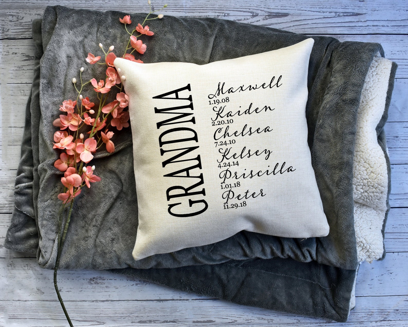 Custom Grandma Linen Pillow Personalized Pillow for Etsy