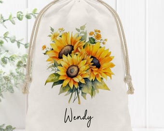 Personalized Gift Bag, Custom Reusable Drawstring Sack for Holidays or Birthdays, Present Wrap for Bridal Shower Gift, Wedding Welcome Bag