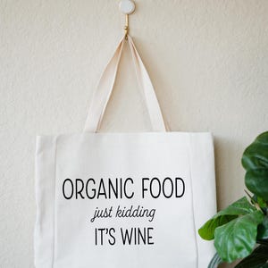 Grocery Tote, Linen Farmers Market Bag, Durable Eco Friendly Reuasble No Waste Shopping Bag, Funny Gift for Mom or Friend, Organic Food Wine bild 9