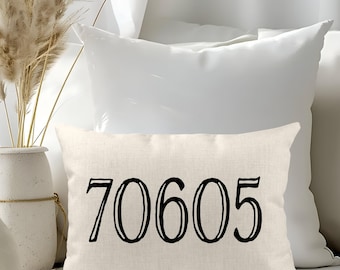 Personalized Zip Code Pillow or Pillow Cover, Custom Lumbar Sham, Gift for Family New Home, Custom Throw Pillow Case Housewarming Gift