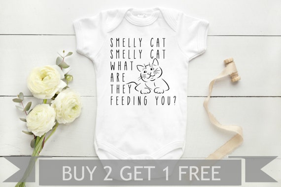 Friends Inspired Smelly Cat Gerber Onesie Bodysuit Gender Reveal Shower Gift