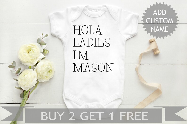 Hola Ladies Newborn Baby Clothes Take Home Custom Baby Baby Boy Clothes Personalized Baby Baby Shower Gift Going Home Outfit