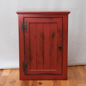 Farmhouse Medicine Cabinet, Farmhouse Style Bathroom Cabinet, Rustic Wall Cabinet, Cabinet with Barn Door, Apothecary Cabinet Red
