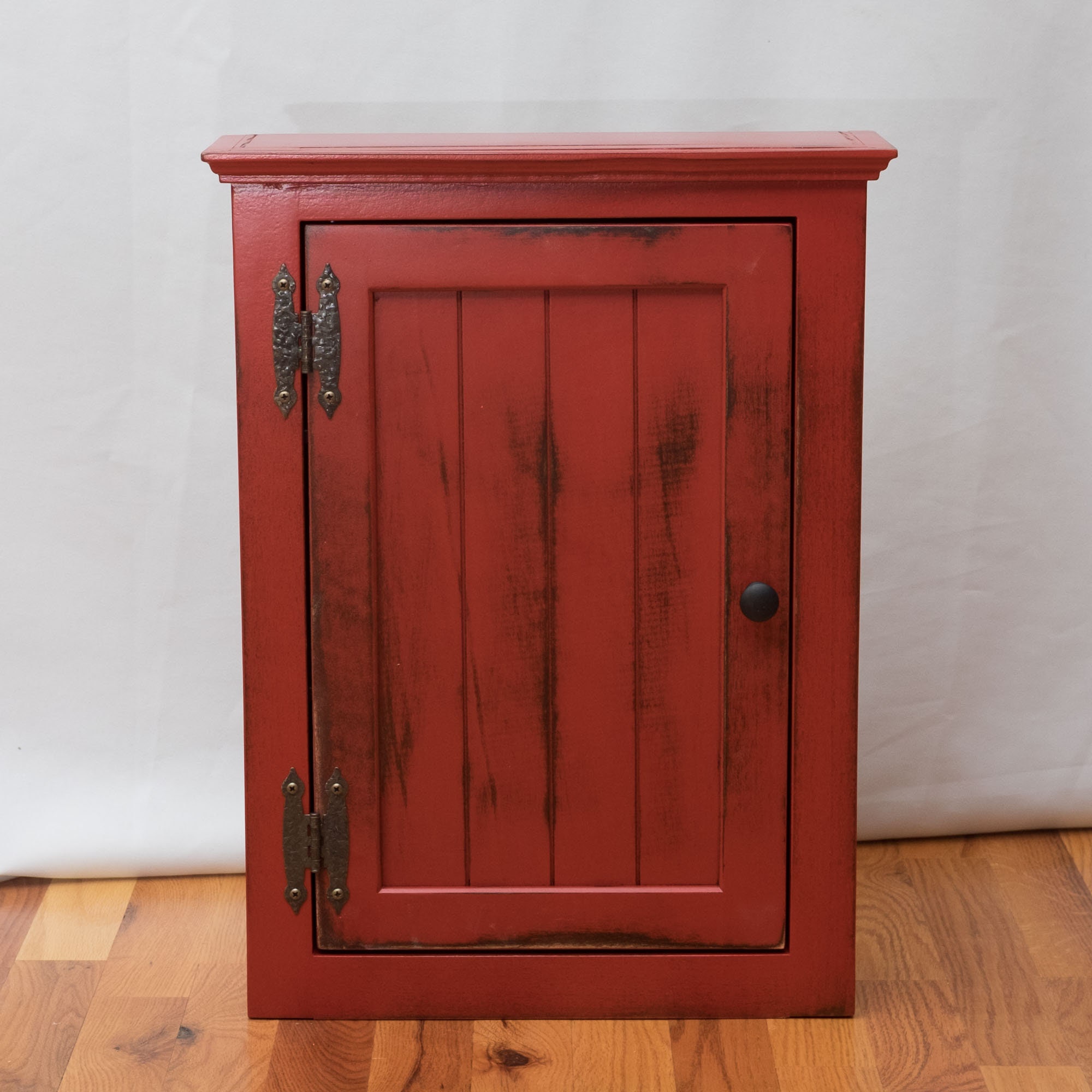 Red Painted Cupboard Handmade Wooden Wall Hanging Storage Cabinet Home  Decor